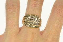 10K Yellow Gold Diamond Encrusted Tiered Statement Band Ring