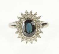 14K White Gold 1.35 Ctw Natural Sapphire Diamond Engagement Ring