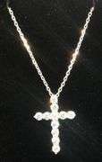 GORGEOUS 14K WHITE GOLD SYMBOL OF FAITH DIAMOND CROSS PENDANT