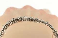 14K White Gold 4.10 Ctw Sapphire Diamond Scalloped Tennis Bracelet
