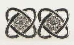 10K White Gold 0.20 Ctw Diamond Knot Twist Atom Stud Earrings