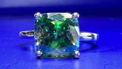Sparkling 3.65 Emerald Green Fire Moissanite Ring