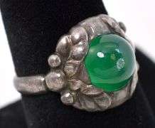 Sterling Silver Green Gemstone Ring