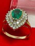 CERTIFIED 14K YELLOW GOLD DIAMOND AND EMERALD RING