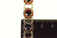 10K Yellow Gold Oval Garnet Halo Encrusted Statement Bracelet