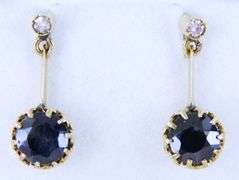 Early 14K Sapphire & Diamonds Drop Earrings