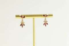 14K Yellow Gold Marquise Ruby Dangle Diamond Accent Earrings