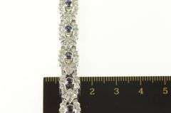 14K White Gold 4.10 Ctw Sapphire Diamond Scalloped Tennis Bracelet