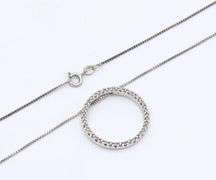 Set of 925 Sterling Silver Cubic Zirconia Pendant on Chain and Hoop Earrings