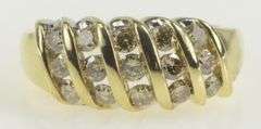 10K Yellow Gold 0.90 Ctw Fancy Diamond Striped Statement Band Ring