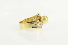 14K Yellow Gold 0.90 Ctw Gold Pearl Diamond Engagement Ring
