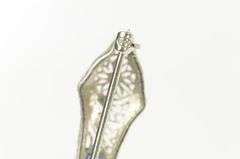 14K White Gold Art Deco Filigree Diamond Syn. Sapphire Pin/Brooch