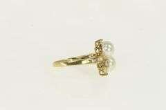 10K Yellow Gold Cultured Pearl CZ Vintage Bypass Ring