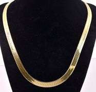 Charming 14K Yellow Gold Herring Bone Chain Necklace
