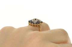 14K Yellow Gold Marquise Natural Sapphire Diamond Swirl Ring