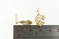 10K Yellow Gold Black Hills Rose Leaf Sim. Opal Floral Earrings