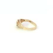 10K Yellow Gold Vintage Round Syn. Ruby Brick Pattern Ring