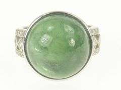 18K White Gold 17.48 Ctw Natural Green Tourmaline Diamond Ring