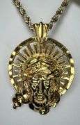 14 Kt Yellow Gold Plated 14.8 Gram Jesus Pendant Necklace