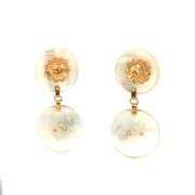 18K Yellow Gold Mother of Pearl Sun Vintage Figliuzzi Earrings