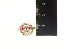 14K Yellow Gold 1930's 0.26 Ct Old Mine Cut Diamond Syn Ruby Ring