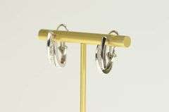 14K White Gold 1.00 Ctw Princess Cut Diamond Oval Hoop Earrings