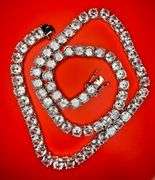 14 Kt White Gold Plate 74 Piece 103.5 Ct Simulated Diamond Necklace