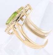 Attractive Yellow Gold 3ctw Marquise and Square Cut Peridot and Diamond accent Halo Ring