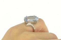 14K White Gold 1950's 7.00 Ct Oval Syn. Blue Spinel Bypass Ring