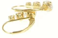 14K Yellow Gold Graduated Cubic Zirconia Dangle Lever Back Earrings