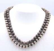 Group Lot of 2 Vintage 925 Sterling Silver Ball Chain Necklaces