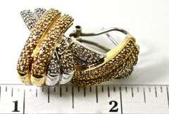 Elegant White and Yellow 14K Diamond Earrings