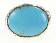 Sterling Silver Turquoise Cabochon Textured Southwestern Ring