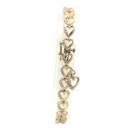 10K Yellow Gold Diamond Encrusted Heart Link Tennis Bracelet