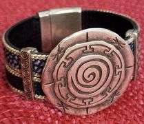 Vintage Style 47.8 Gram Aztec Wheel of the Moon Bangle Bracelet