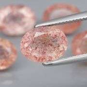 Unique 6.29ct faceted Strawberry Quartz set