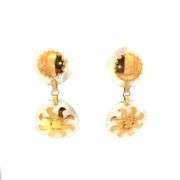 18K Yellow Gold Mother of Pearl Sun Vintage Figliuzzi Earrings