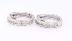 Sparkling White Gold Channel Set Diamond Hoop Earrings