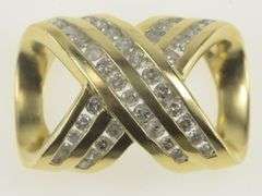 14K Yellow Gold 0.54 Ctw Criss Cross Diamond Channel Slide Pendant