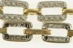 14K Yellow Gold 0.75 Ctw Diamond Chain Link Squared Tennis Bracelet