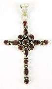 Large Sterling Silver Garnet Cross
