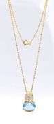 925 Sterling Silver Blue Topaz Pendant on Chain Necklace