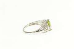 14K White Gold Oval Peridot Diamond Accent Statement Ring