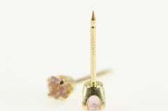 14K Yellow Gold Pink Cubic Zirconia Inset Vintage Stud Earrings