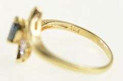 10K Yellow Gold Marquise Sapphire Diamond Bypass Ring