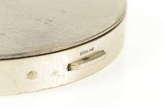 Sterling Silver Oval Simple Retro Makeup Compact Box