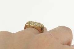 14K Yellow Gold Retro Squared Sim Pearl Cluster Statement Ring