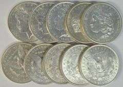 Great Assortment of 10 flashy AU+ Morgan Silver Dollars 1881-S to 1904-O