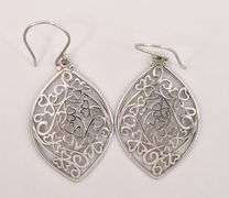Sterling Silver Dangle Filigree Earrings