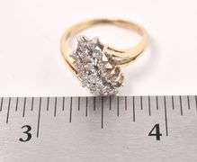 Alluring 14K Yellow Gold Diamond Waterfall Ring